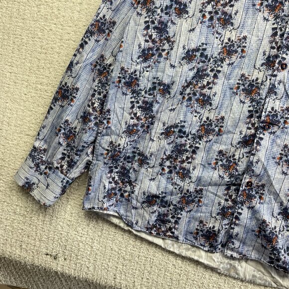 7 Downie St. Blue Floral AOP Long Sleeve Button-down Men’s Shirt Sz 7 Preppy - Picture 5 of 15